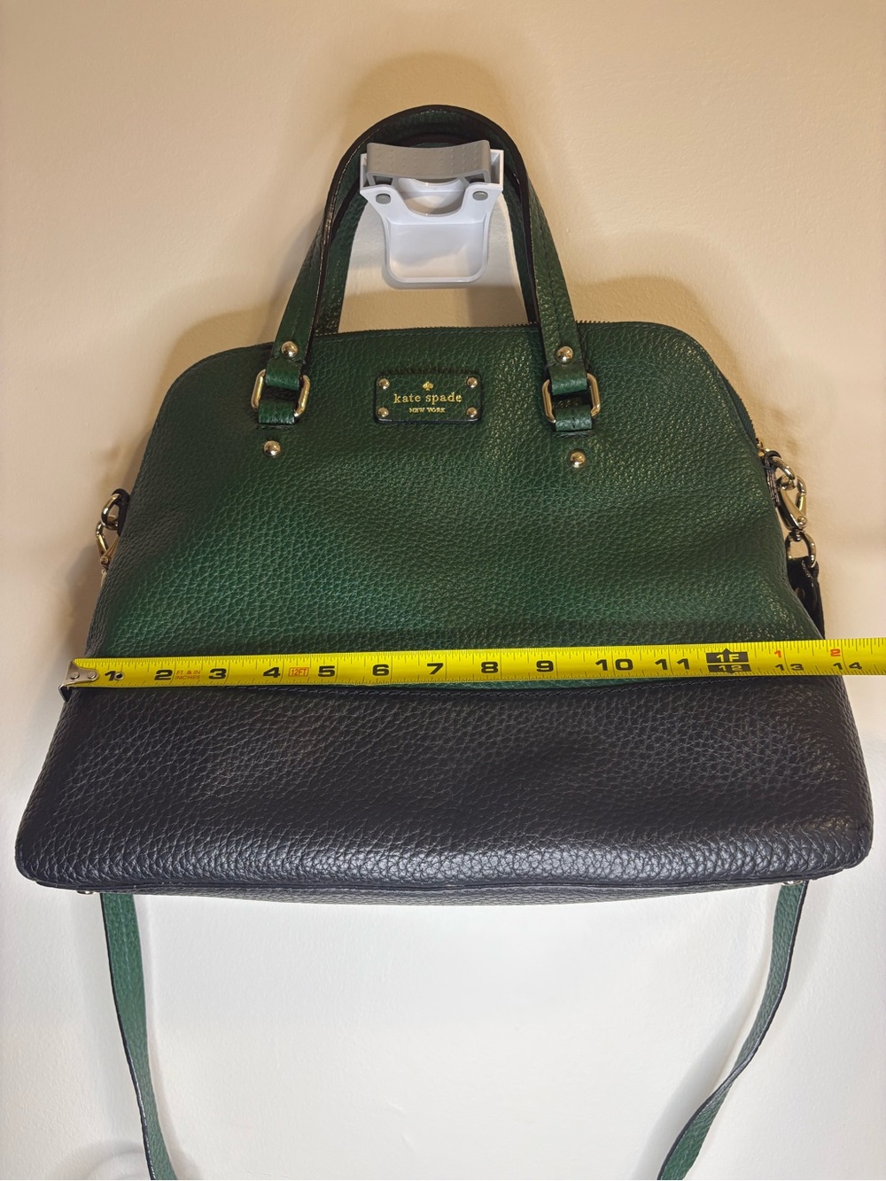 Kate spade Grove Court Satchel Green and Black Pebbled Leather Dome - Picture 9 of 9